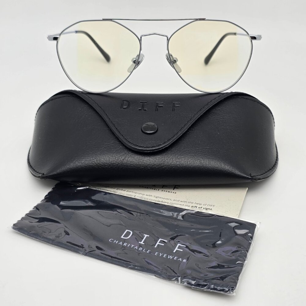 Diff Eyewear Sunday Silver Grey Frame Blue Light … - image 1